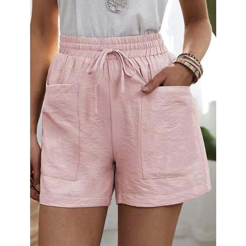 Sale 48% Off - Womens New Solid Color Two Pockets Loose Cotton And Linen Casual Pants Home Short Trousers - Buy 2 Free Shipping-tidenox