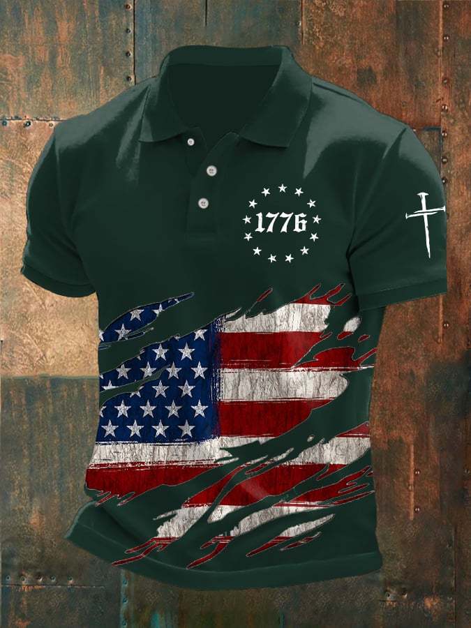 Men's Faith Cross Printed Casual POLO Shirt