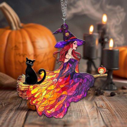🧙‍♀️The Elegant Witch and Her Black Cat Suncatcher 🐈‍⬛🔮