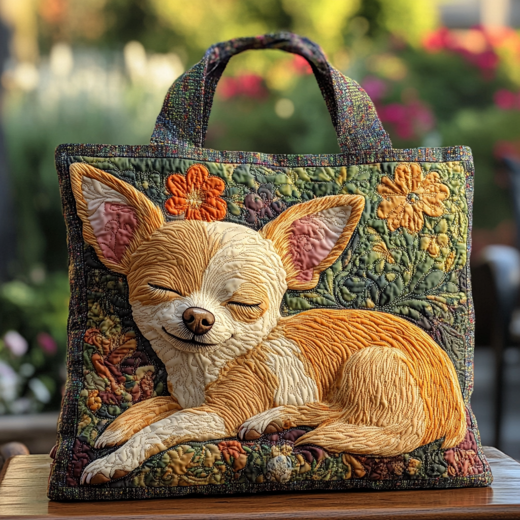 Chihuahua Night Quilted Tote Bag NCU0DK9358-tidenox