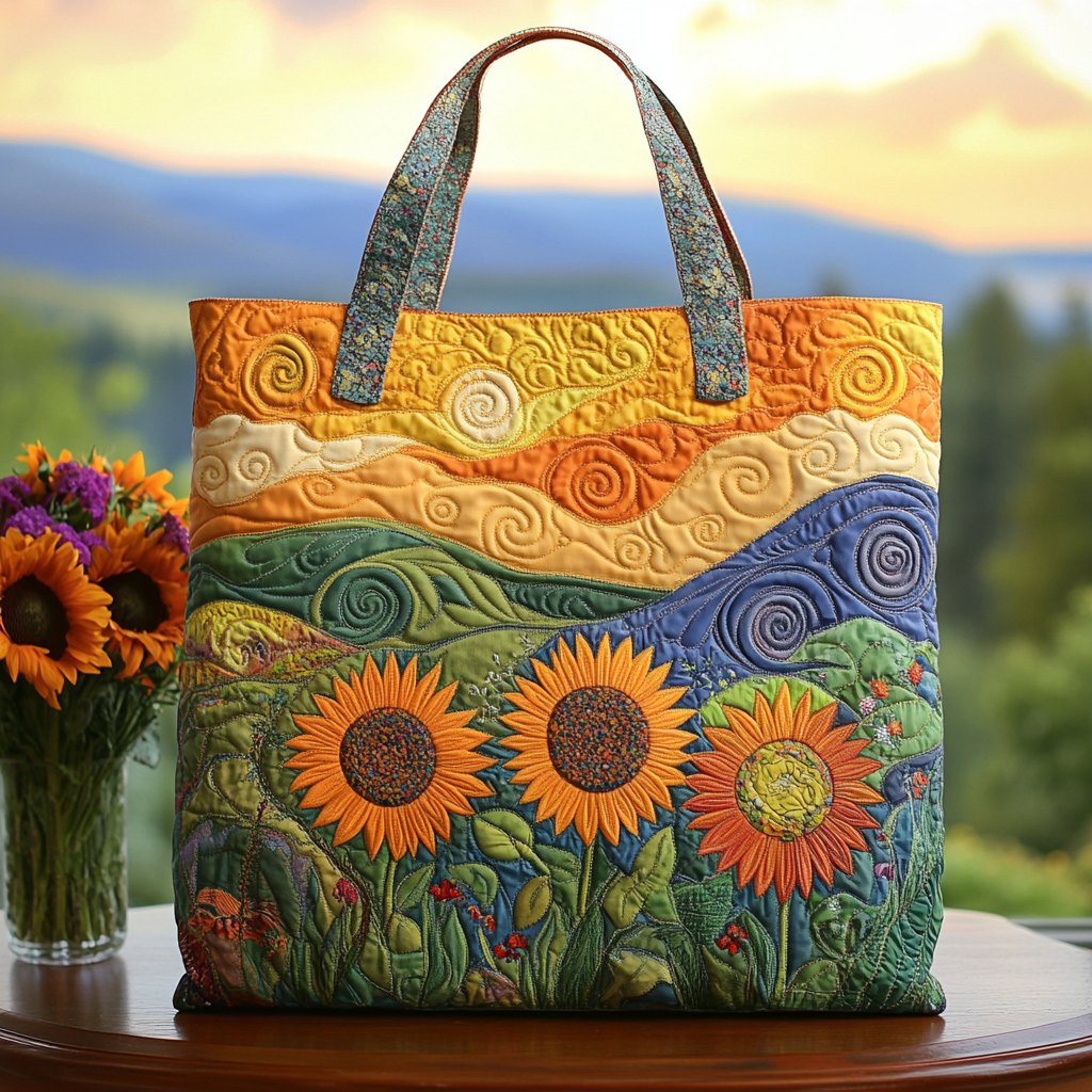 Sunset Blooms Quilted Tote Bag NCU0VL2723-tidenox