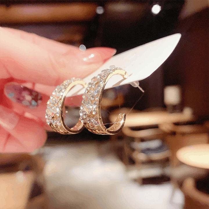 Hot sale 💥  silver  Fancy diamond geometric earrings-tidenox