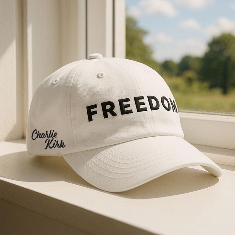 Charlie Kirk Freedom Embroidered Adjustable Relaxed Fit Hat, Charlie Kirk Freedom Hat, Charlie Kirk Hat, Charlie Kirk Support Hat image 1