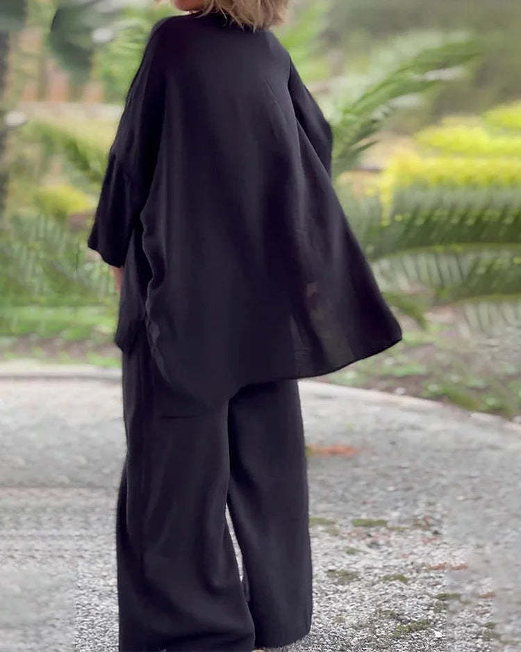 linen long sleeve set-tidenox