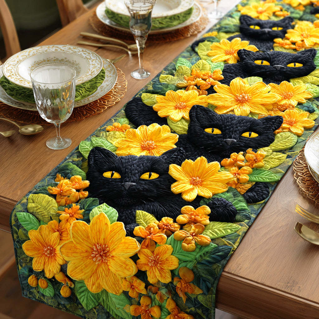 Velvet Cat Night Quilted Table Runner NCU0TD1181-tidenox
