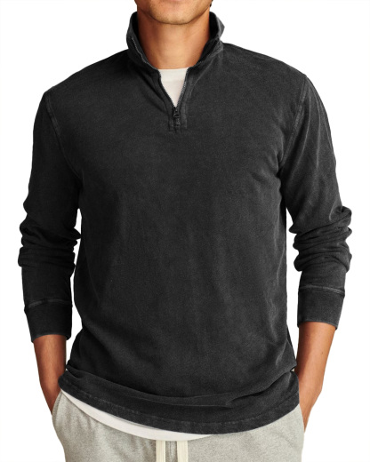 Men's Retro Casual Stand Collar Half-Zip Solid Color Long Sleeve T-Shirt-tidenox