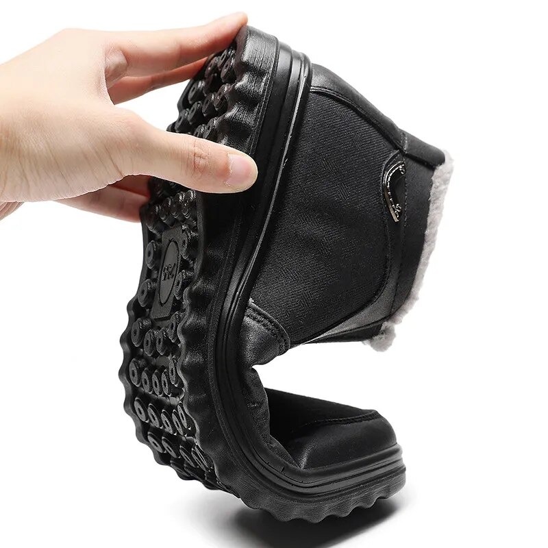 Men's Winter Fleece Waterproof Warm Non-Slip Orthopedic Shoes Snow Ankle Boots (Medical Certification)-tidenox