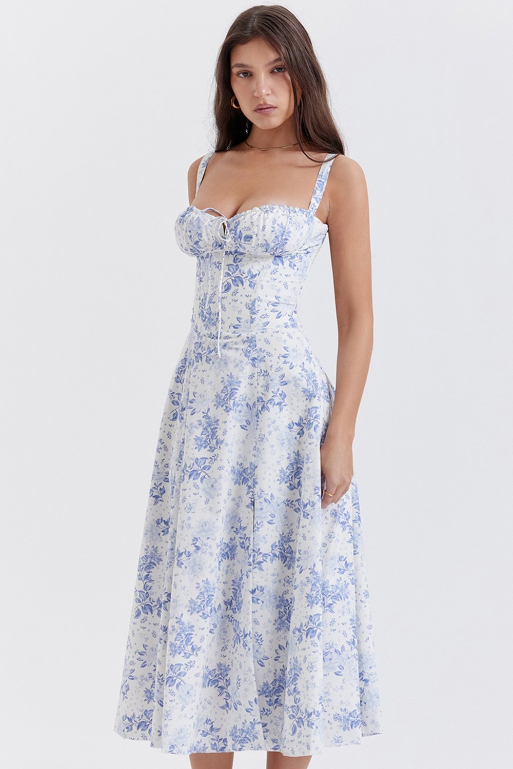 PRINT BUSTIER SUNDRESS-tidenox