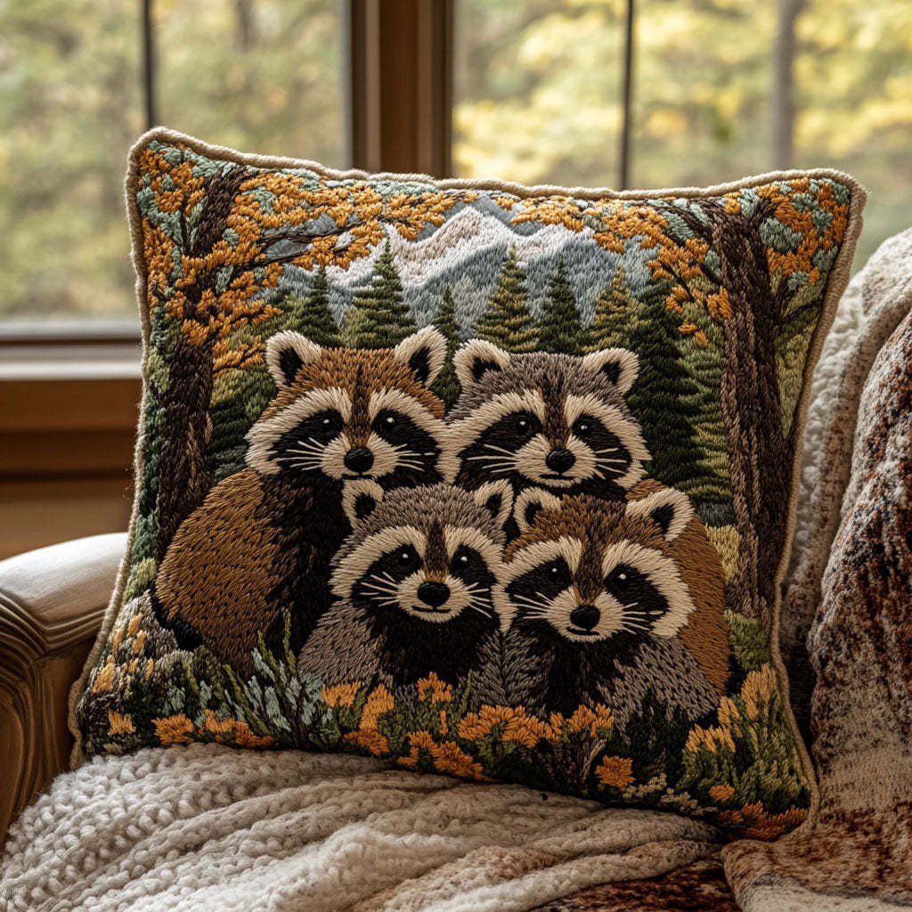 Raccoon Family WJ1604047CL Quilt Pillow Case-tidenox