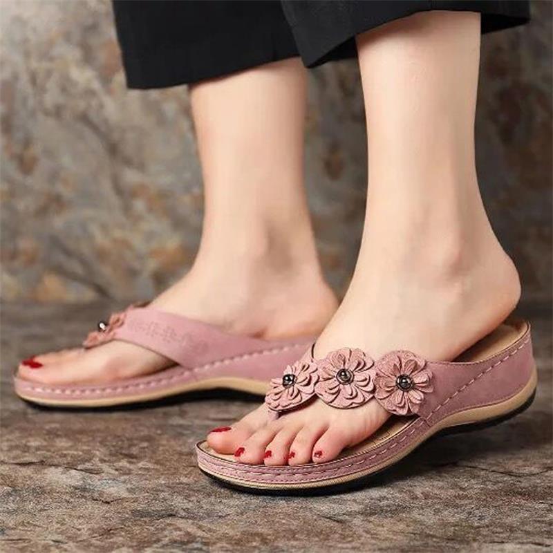 Women's Lightweight Flowers Clip Toe Sandals-tidenox