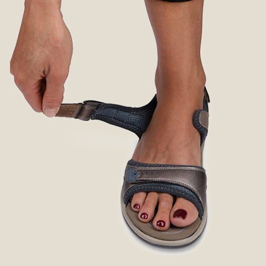 Last Day 70% OFF - Women's Casual Comfortable Leather Arch Support Flat Open Toe Velcro Sandals-tidenox