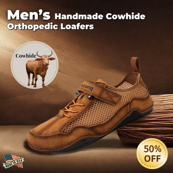 ⏰Promotion - 50% OFF🔥Men's Breathable Leather Orthopedic Shoes – Hand-Stitched, Non-Slip-tidenox