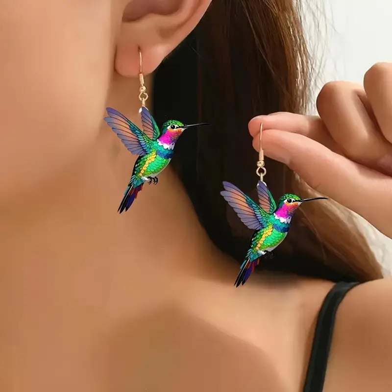 🌈Colorful Hummingbird Earrings🐦-tidenox