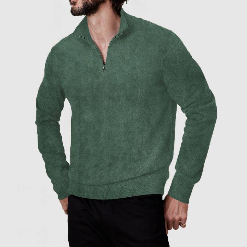 Men's Vintage Zipper Suede Basic Polo Shirt ( NEW )-tidenox