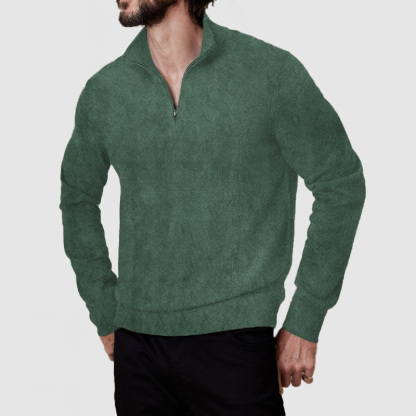 Men's Vintage Zipper Suede Basic Polo Shirt ( NEW )-tidenox