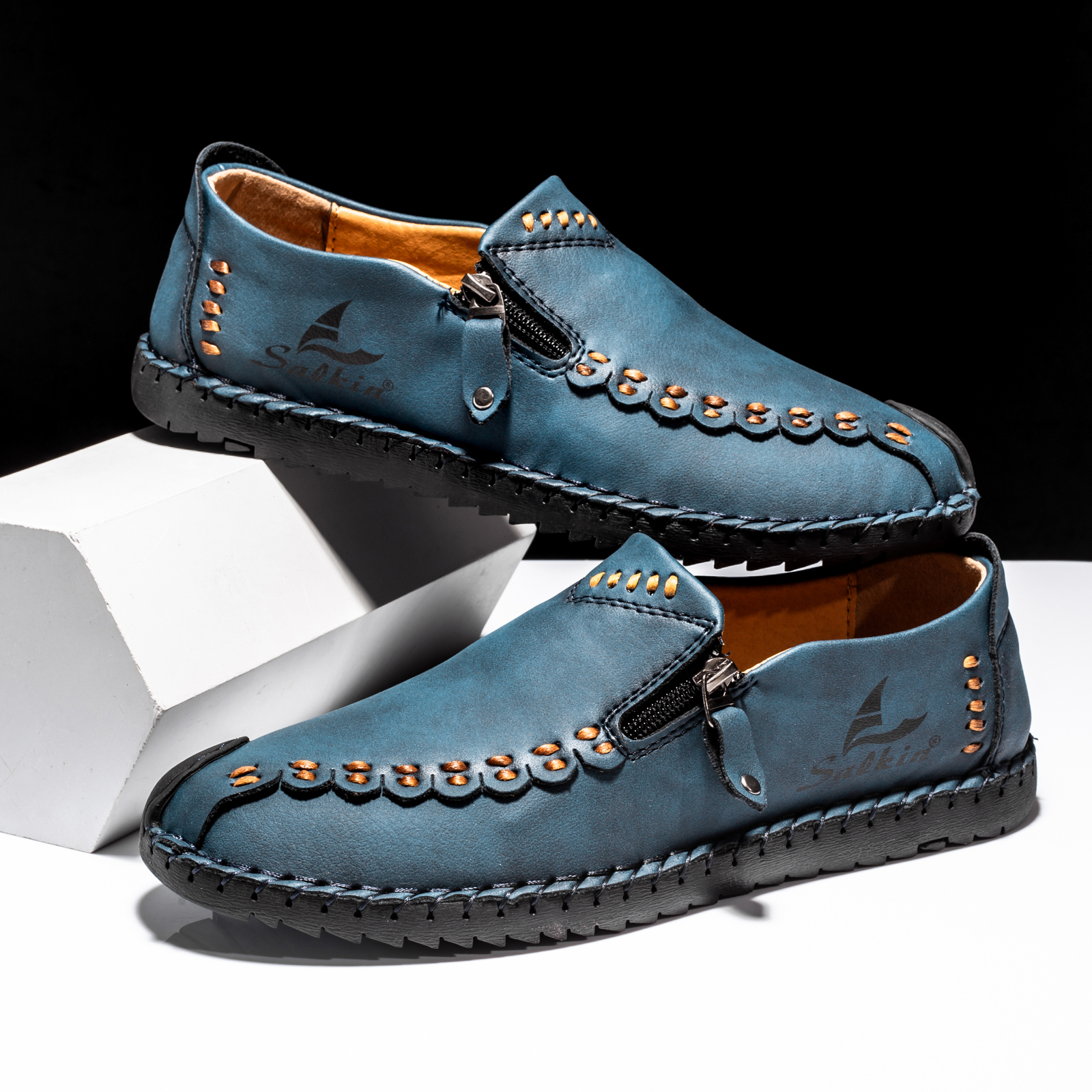 ⏰Limited Time Sale 70% OFF-Mens - Premium Leather Casual Driving Shoes-Waterproof,Wide Toe, Arch Support, Pressure Relief, Non-Slip Sole for Casual, Travel & Outdoor-tidenox