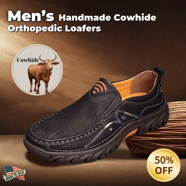 Men's handmade genuine leather orthopedic loafers-tidenox