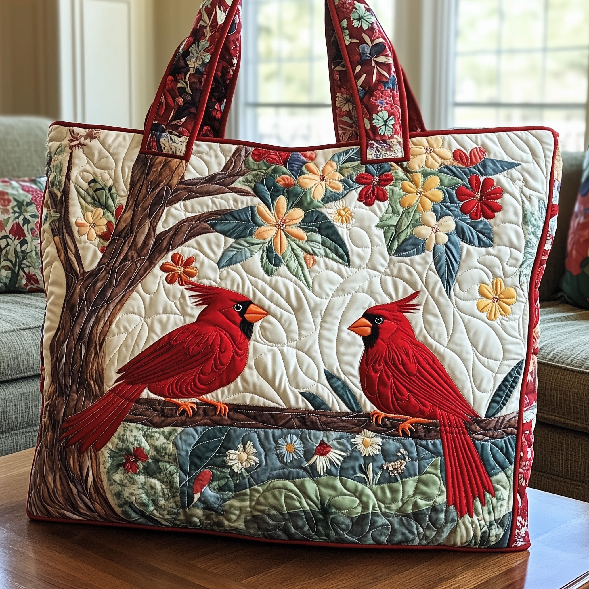 Cardinal Love Quilted Tote Bag GFTONT1015-tidenox