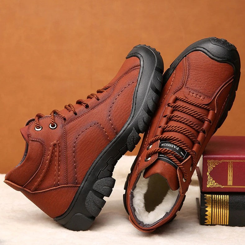 Men Orthopedic Snow Boots Plush Outdoor Ankle Winter Shoes-tidenox