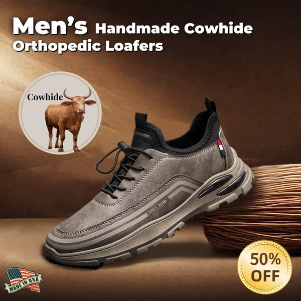 AirStep Luxe: Men's Easy-Wear Leather Ortho Sneakers-tidenox