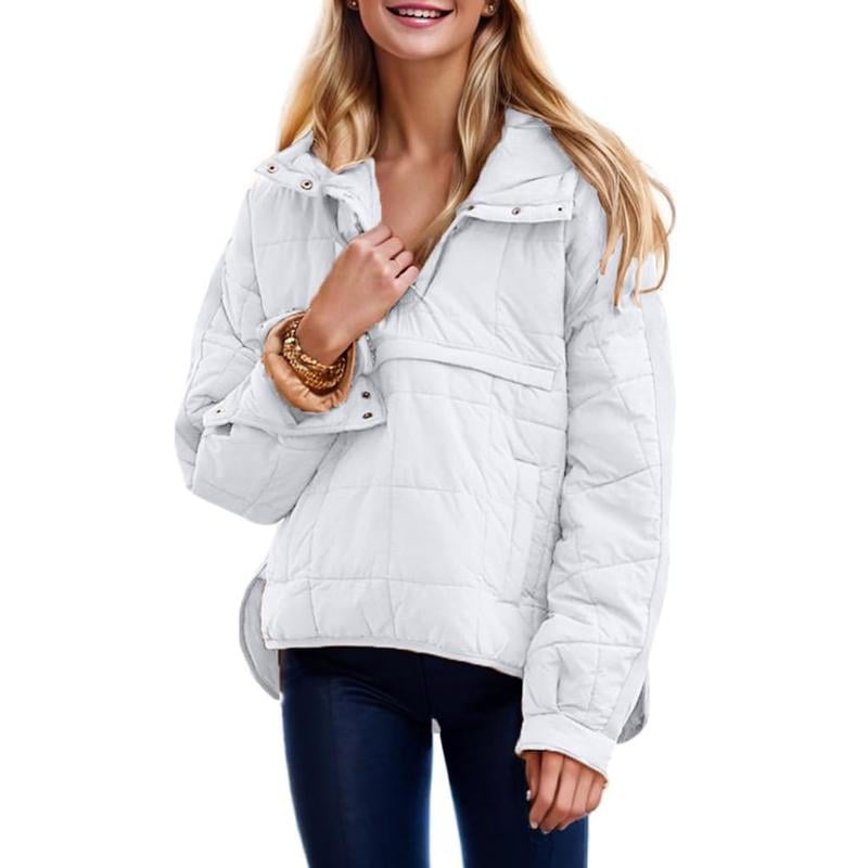 🔥Women's Oversized Hooded Puffer Jacket Quilted Lightweight Winter Warm Pullover Padded Hoodies Coat-tidenox