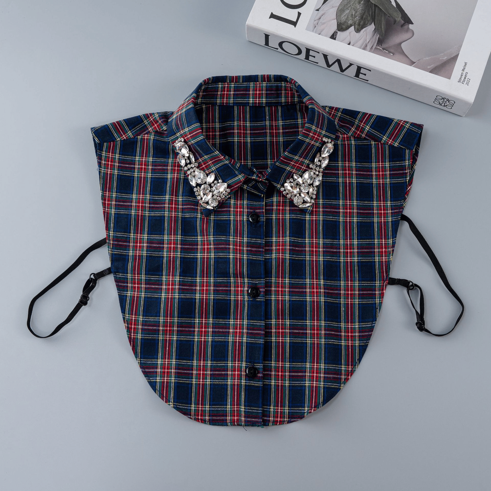 🔥Red Christmas Plaid Rhinestone Collar-tidenox