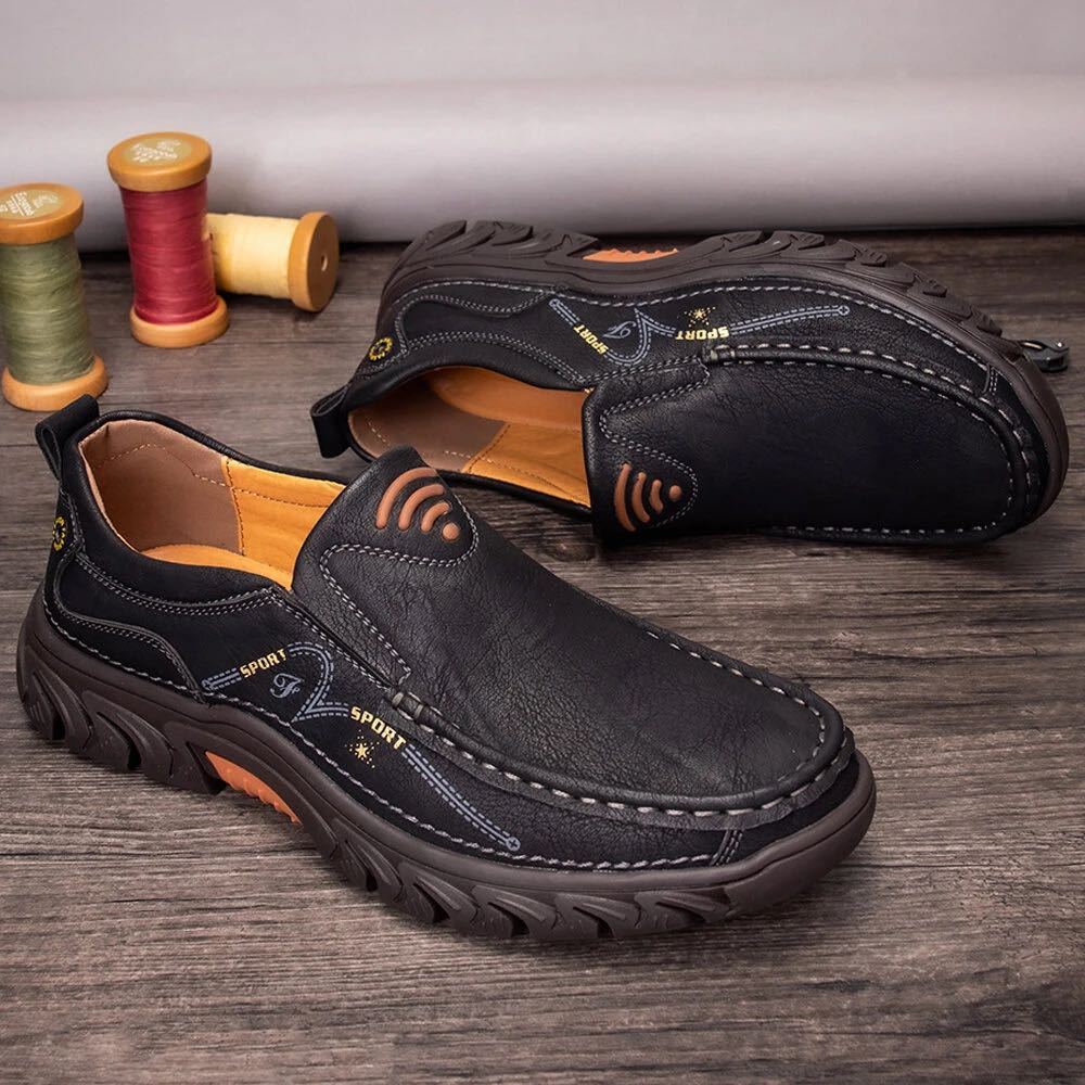 Men's handmade genuine leather orthopedic loafers-tidenox