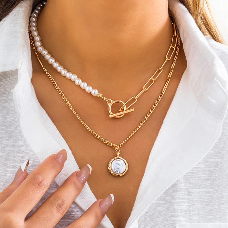 Elegant Layered Pearl Necklace – A Timeless Classic-tidenox