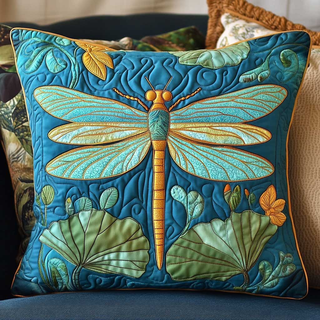 Lotus Dragonfly WP2502071CL Quilt Pillow Case-tidenox