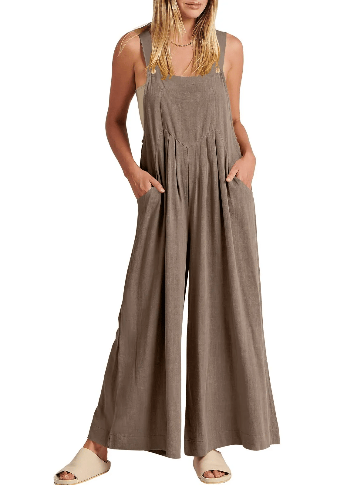 ✨Sleeveless Wide Leg Jumpsuit with Pockets-tidenox