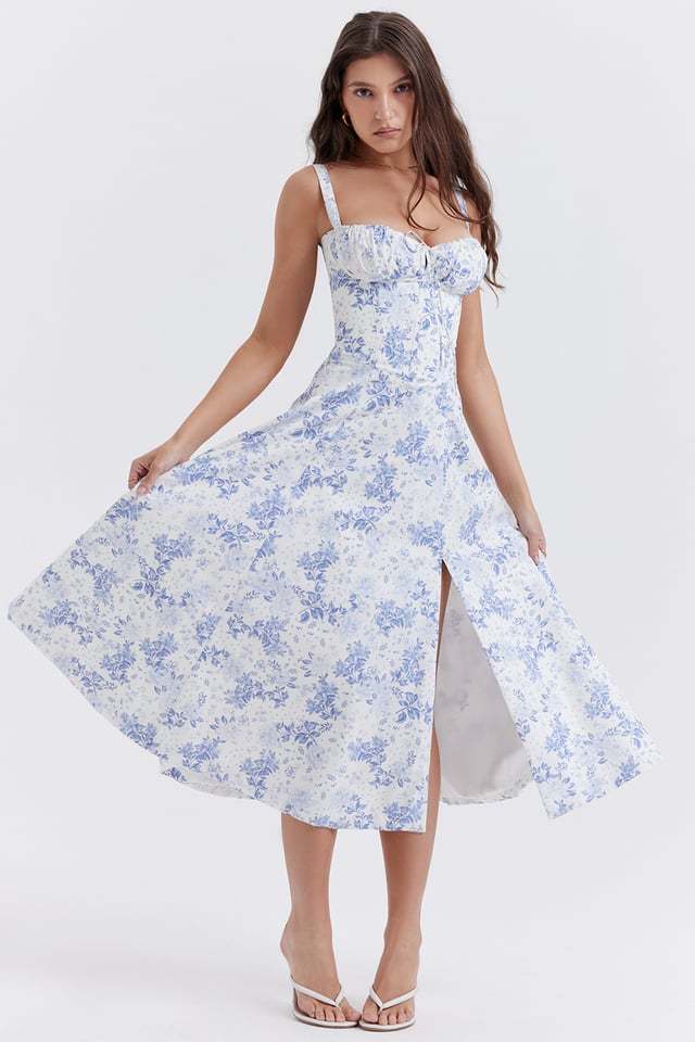 PRINT BUSTIER SUNDRESS-tidenox