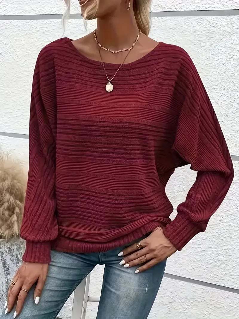 ⏰Hot Sale-Women's Soft Solid Batwing Sleeve Pullover Long Sleeve Top