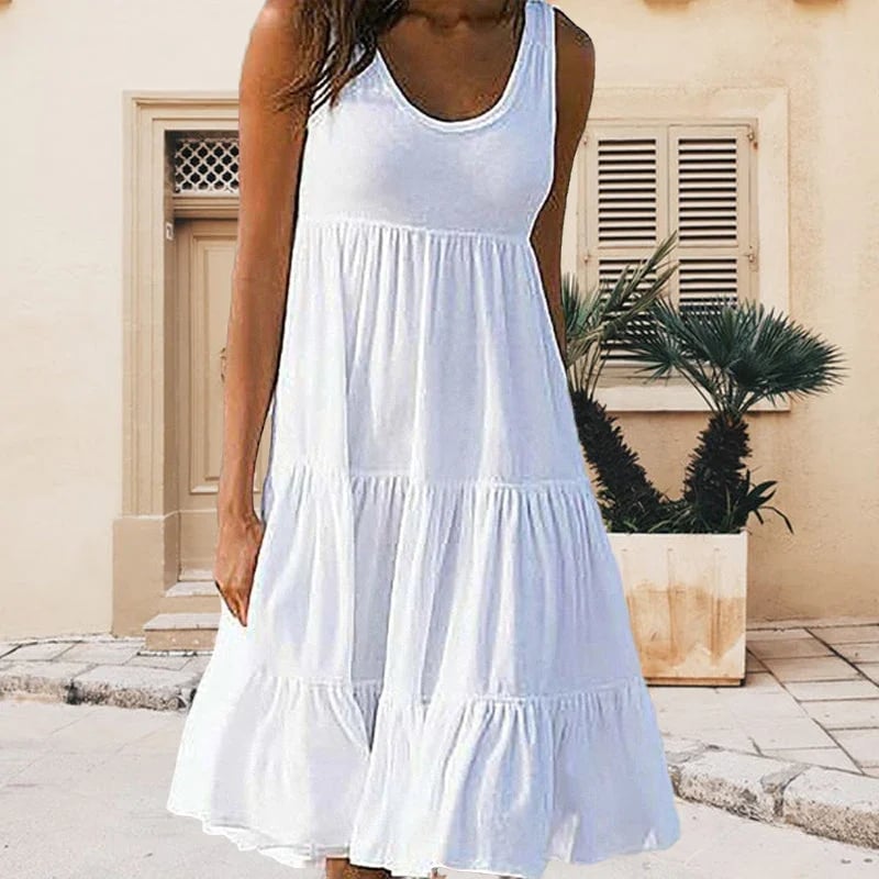 🔥Sleeveless Crewneck Panel Dress-tidenox