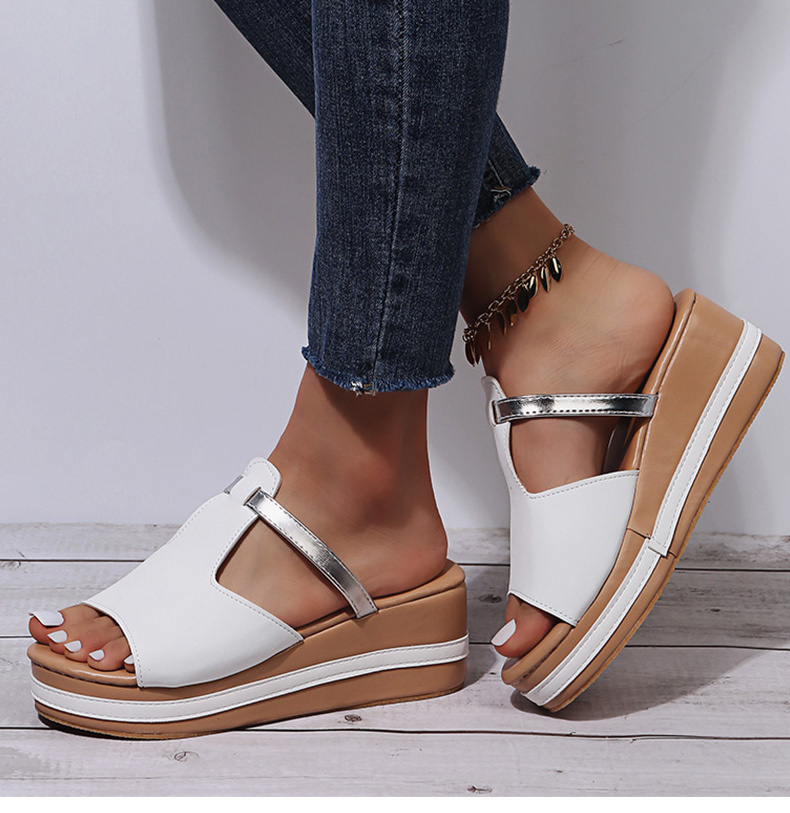 Women's Slip-on Casual Wedge Sandals-tidenox