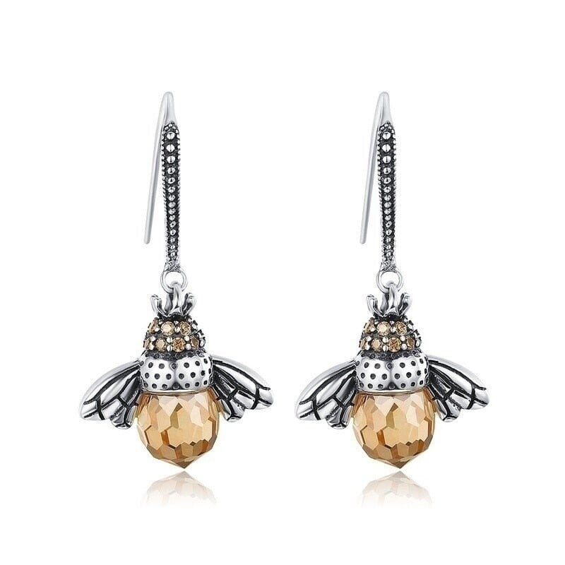 Queen Bee Crystal Drop Earrings-tidenox