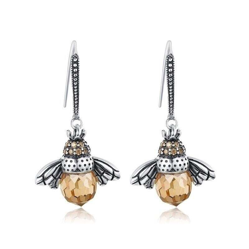 Queen Bee Crystal Drop Earrings-tidenox