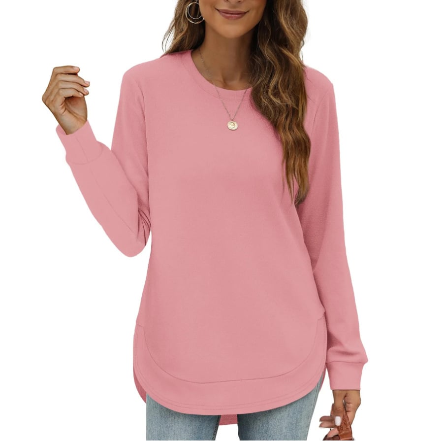 ⏰Hot Sale-Women's Sweatshirt Crewneck Curved Hem-tidenox