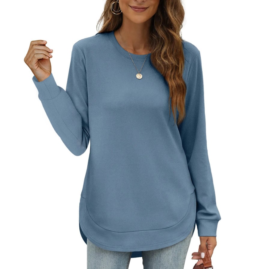 ⏰Hot Sale-Women's Sweatshirt Crewneck Curved Hem-tidenox