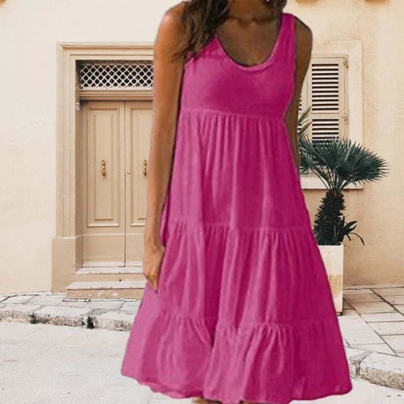 🔥Sleeveless Crewneck Panel Dress-tidenox