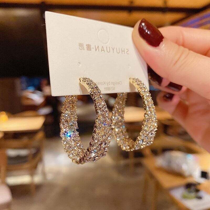 Rhinestone earrings-tidenox