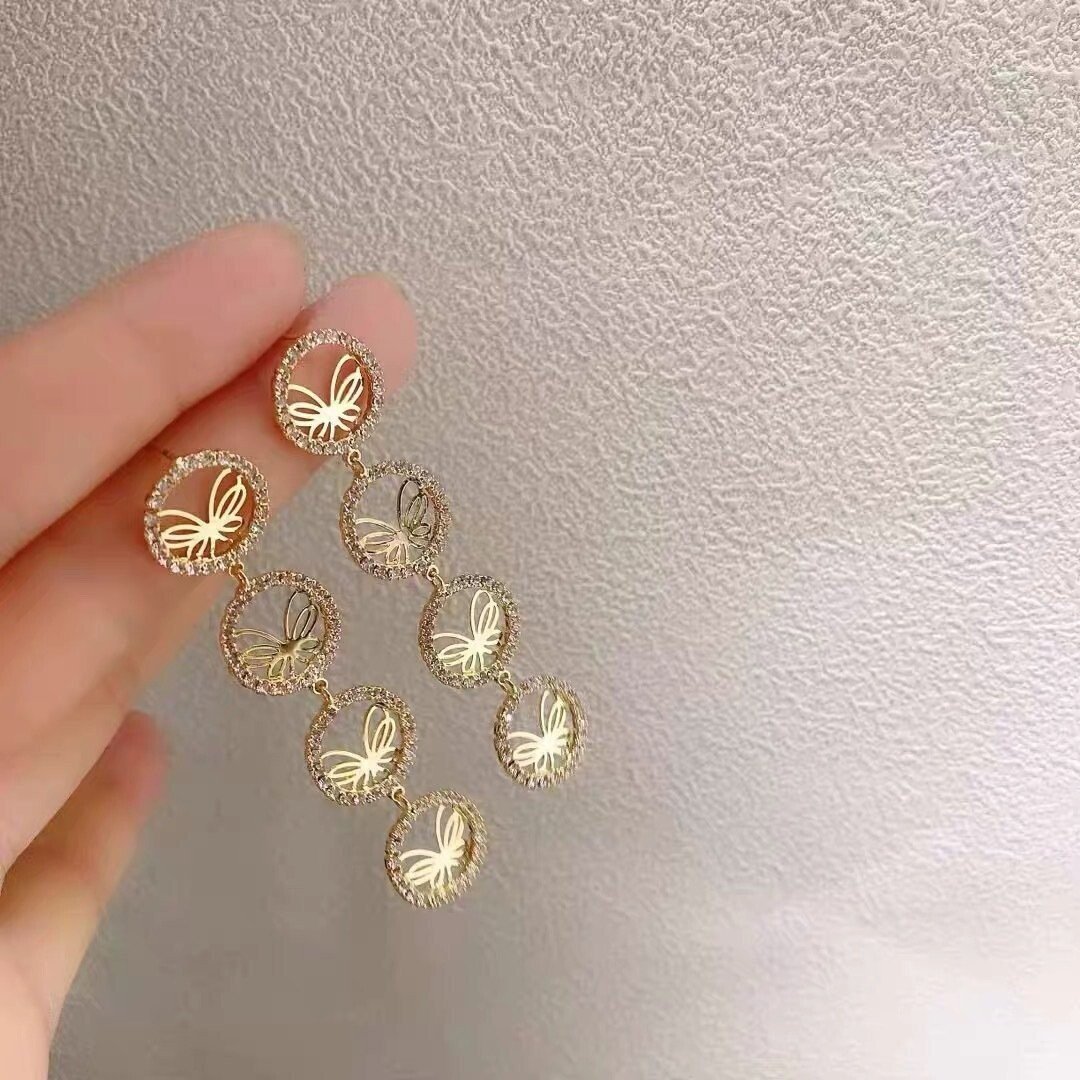 Butterfly tassel earrings-tidenox