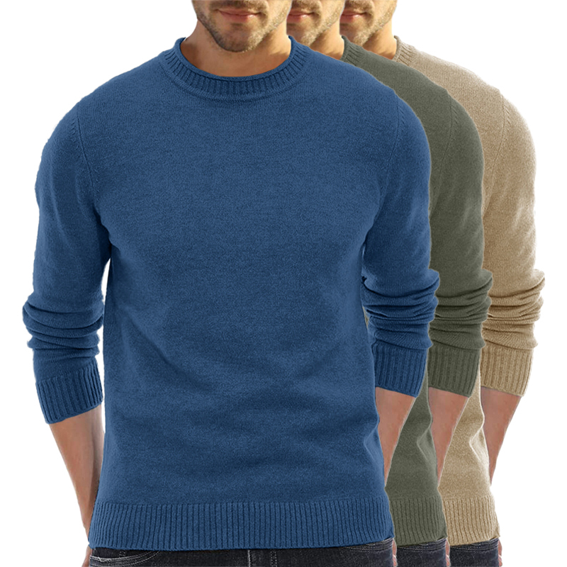 Men's Long Sleeve Crew Neck Sweater Soft Casual Sweater Men's Classic Sweater-tidenox