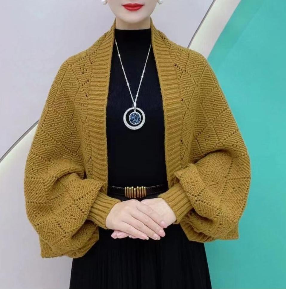 Fashion Hollow Out Knitted Shawl Coat-tidenox