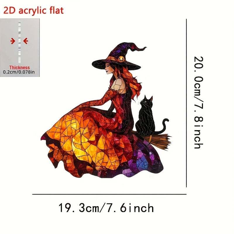 🧙‍♀️The Elegant Witch and Her Black Cat Suncatcher 🐈‍⬛🔮