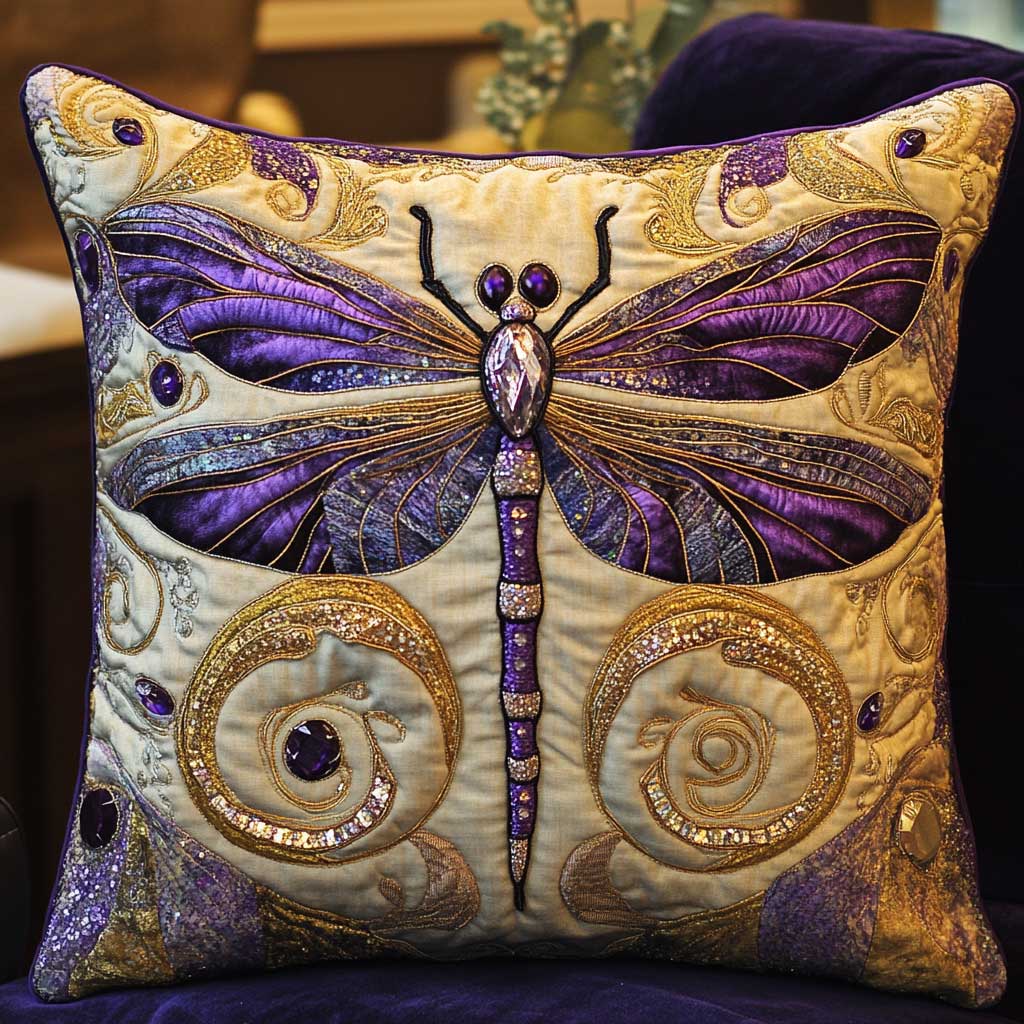 Gemstone Dragonfly WP2502068CL Quilt Pillow Case-tidenox