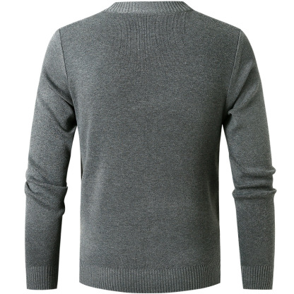 MEN'S CASUAL CREW NECK SWEATER SOLID COLOR AUTUMN AND WINTER INNER WEAR-tidenox