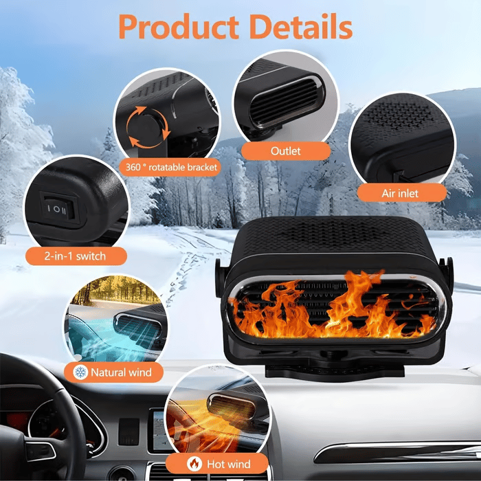 🎉Black Friday Deal Only 12.99🔥New Upgrade Portable Car Heater, 60s Fast Demisting Defroster-tidenox