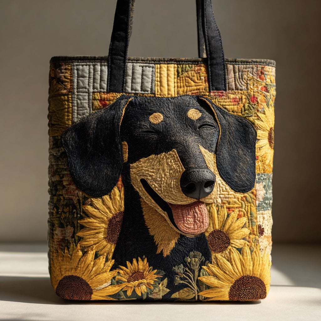 Sunflower Dachshund Quilted Tote Bag NCU0HH199-tidenox