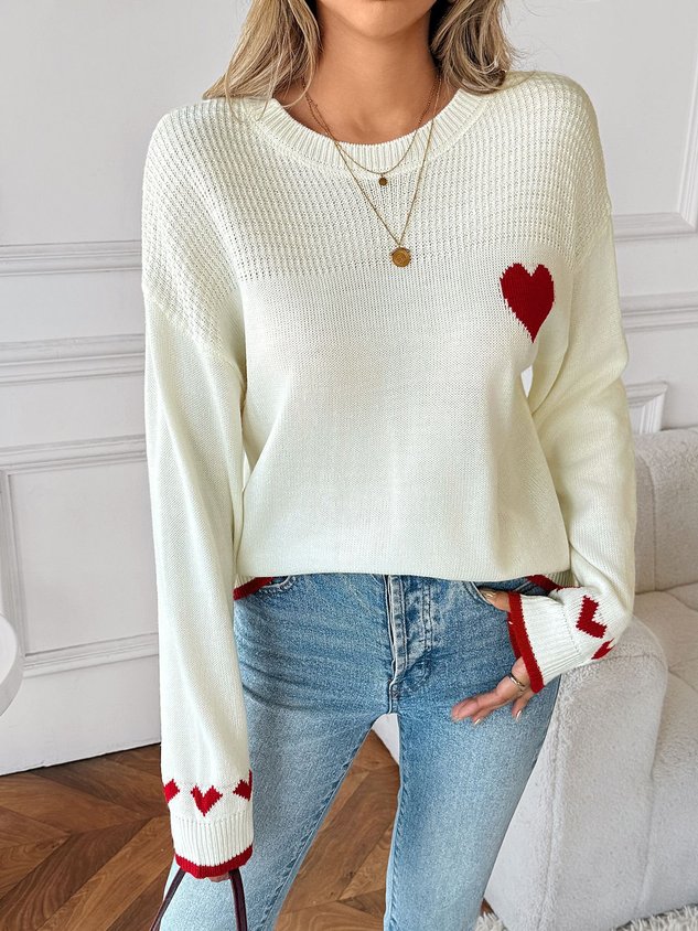 Knitted Casual Crew Neck Sweater-tidenox