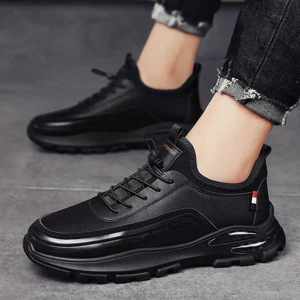 AirStep Luxe: Men's Easy-Wear Leather Ortho Sneakers-tidenox